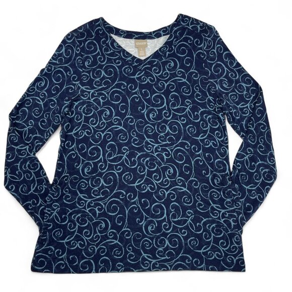Chico’s Blue Swirl Print Top w/ Pockets | Size 1 / M | Casual Streetwear - Picture 1 of 5